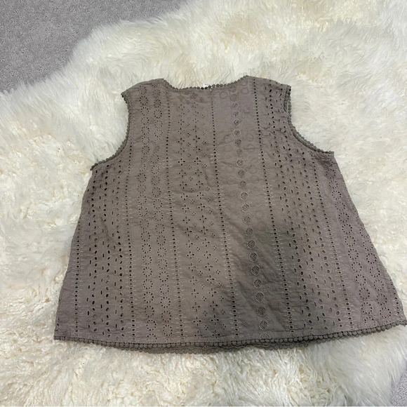 Joie | Eyelet Crochet Tank Top in Stone color | Size: Large - Picture 5 of 8